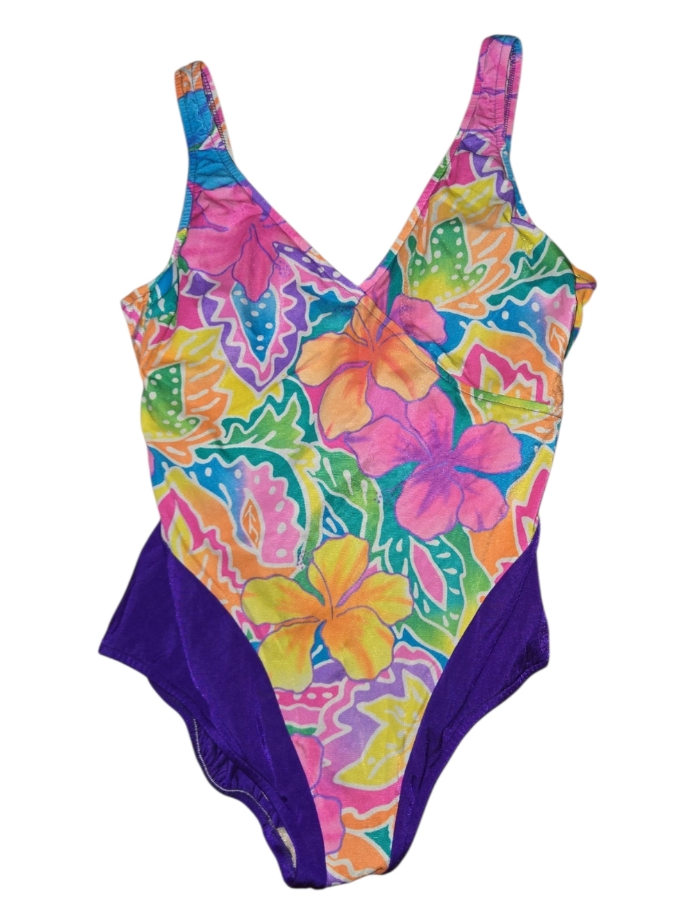 Vintage bright Floral One-Piece Swimsuit Size 18